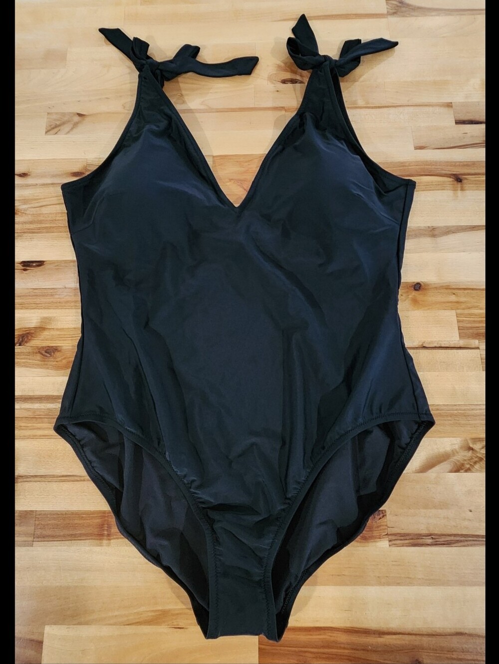 J Crew Factory Tie Shoulder Swimsuit Black Size 2X NWT